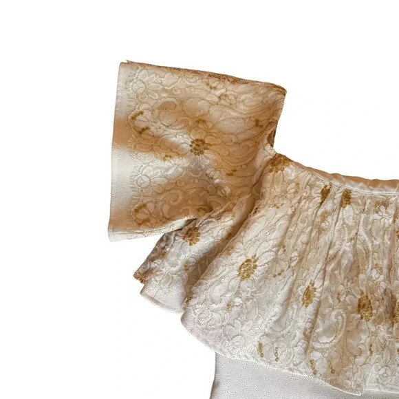 Slate & Willow Golden Iris Dress Size 8 Sheath Off shoulder Lace Ruffle 8 RTR - Picture 7 of 16